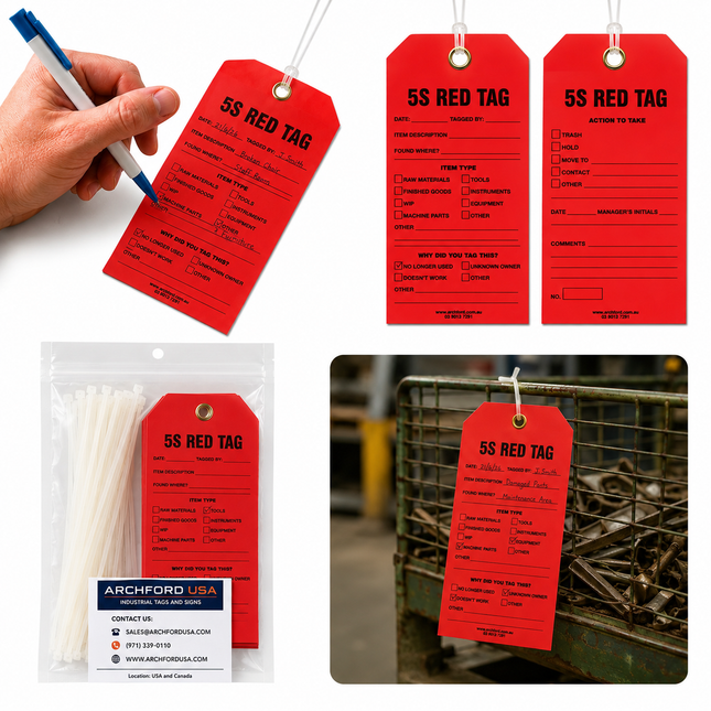 5S Red Tearproof Poly Tag