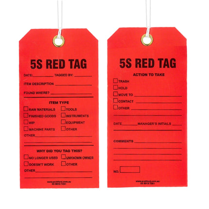 5S Red Tearproof Poly Tag