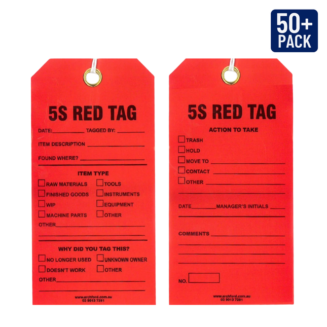 5S Red Tearproof Poly Tag