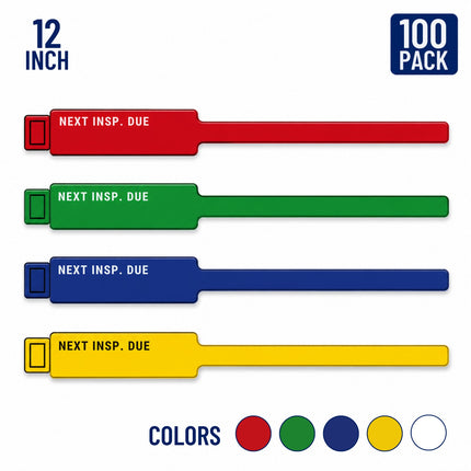 12 Inch Next Inspection Due Rig Tag - 100 Pack