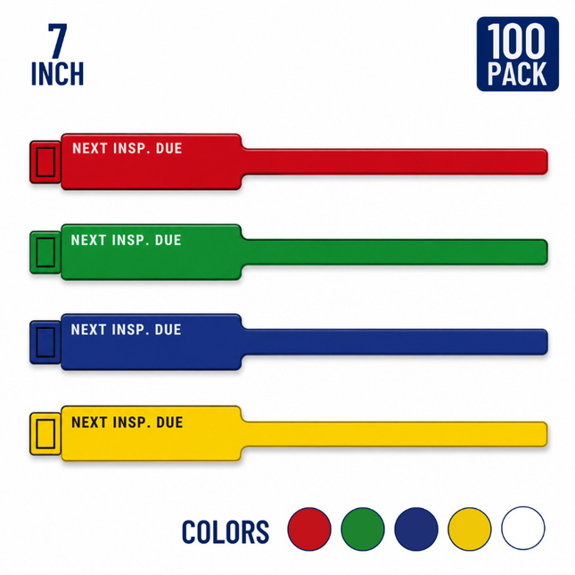 7 Inch Next Inspection Due Rig Tag - 100 Pack