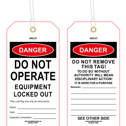 Do Not Operate - Equipment Lockout Out