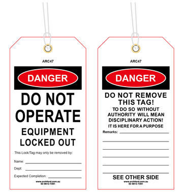 Do Not Operate - Equipment Lockout Out