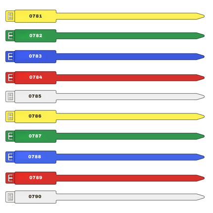 7 Inch Numbered Rig Tag - 100 Pack