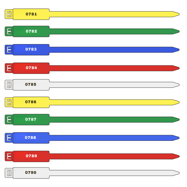 7 Inch Numbered Rig Tag - 100 Pack