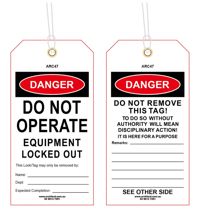Equipment Locked Out Tearproof Poly Tag