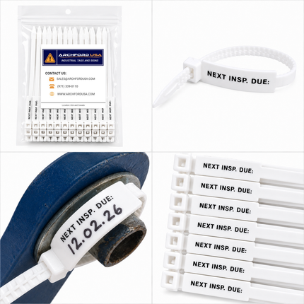 12 Inch Next Inspection Due Rig Tag - 100 Pack