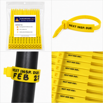 12 Inch Next Inspection Due Rig Tag - 100 Pack