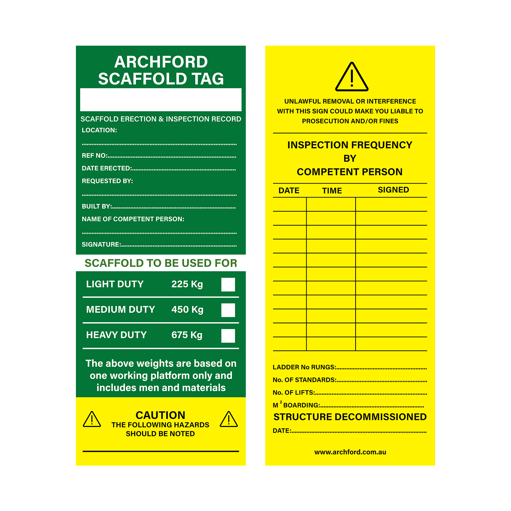 Archford Scaffold Tag | Free Shipping On Online Orders Over $175